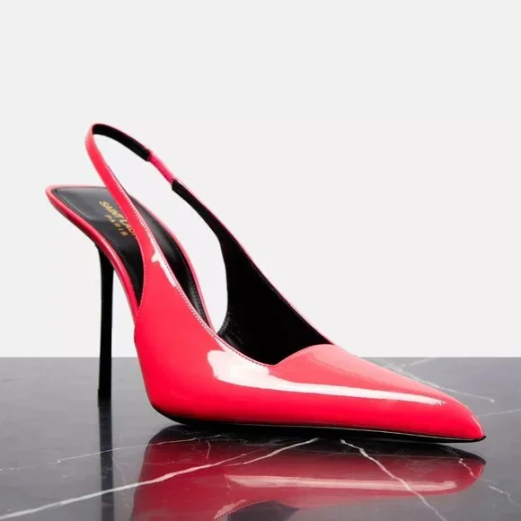 Saint Laurent Paloma 105 Patent Slingback Heels Pink Size 38 NIB $1150 - Picture 10 of 10